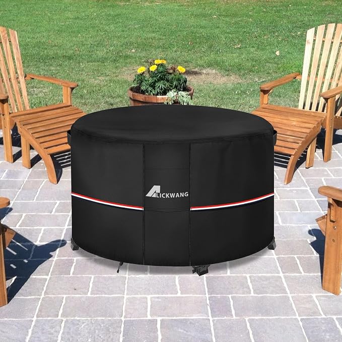 Fire Pit Cover Round 32 Inch Waterproof, Outdoor Heavy Duty Durable 600D - Image 8