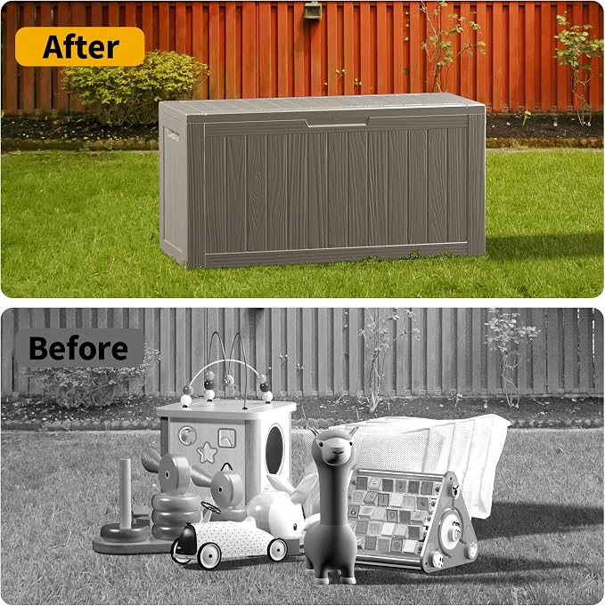 Outdoor Storage Box Waterproof, Lockable Resin 80 Gallon Deck Box Patio Storage - Image 6