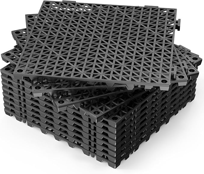 Bonnlo Black Interlocking Floor Tile, Restaurant Drainage Kitchen Mat, by Bonnlo
