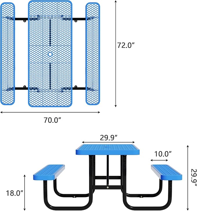 6FT Picnic Tables for Outdoors, Rectangular Commercial Metal Picnic Table Bench - Image 2