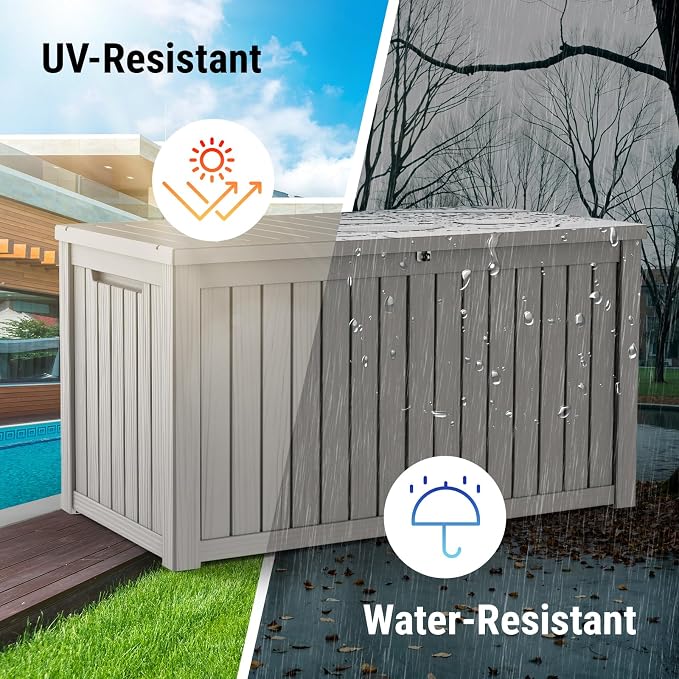 Mars Villa 180 Gallon Outdoor Storage Box, Large Waterproof Resin Deck Box - Image 5