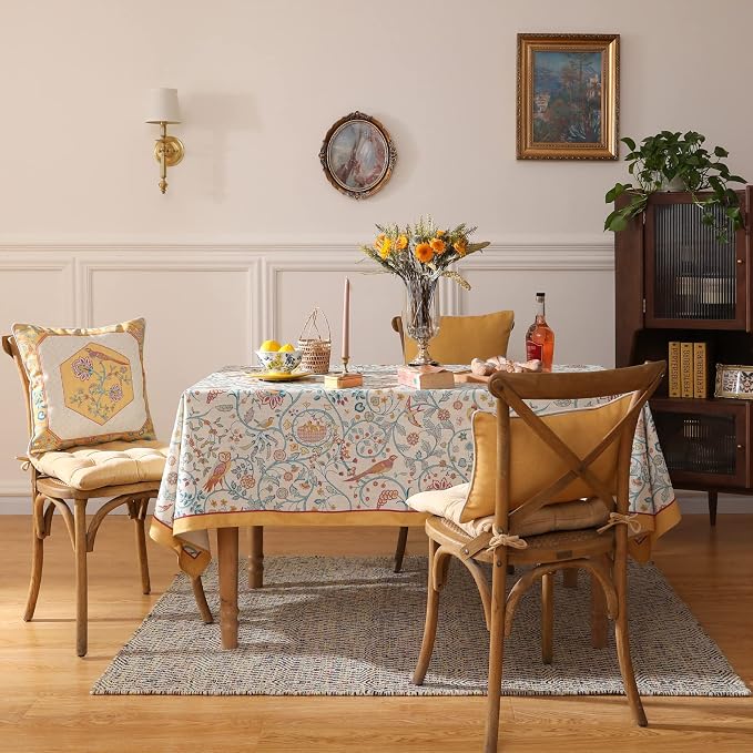 patdrea Designer Small French Rectangular Tablecloth, Vintage Yellow Floral - Image 7