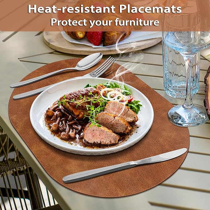 ADRIMER Placemats, Heat Resistant Oval Placemats Set of 12 Washable 12 x 17 Inch - Image 2