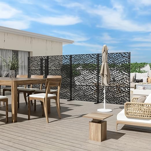 Casaphoria 72" H x 47" W Metal Outdoor Privacy Screen, Freestanding Decorative - Image 3