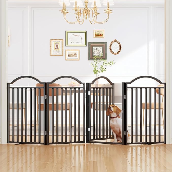 UDD Metal Folding Dog Gate Indoor 96" Extra Wide, Freestanding No Drilling Pet by UDD