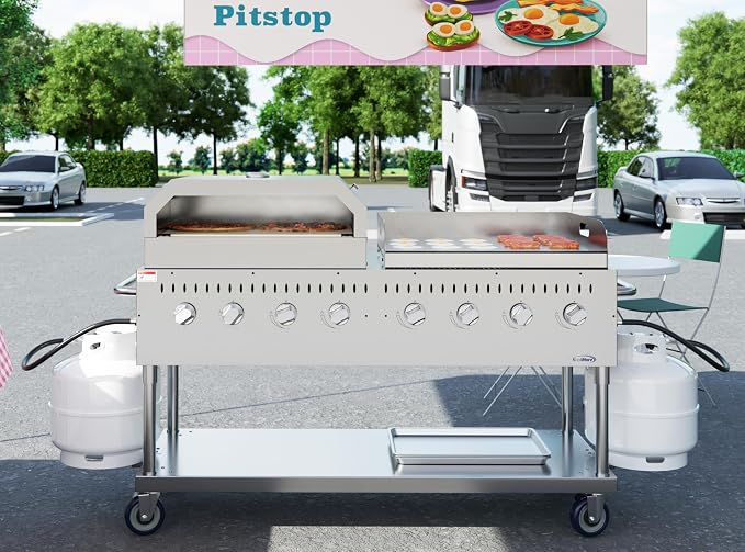 KoolMore 60 in. 8-Burner Commercial Outdoor Propane Gas BBQ Grill - Image 4