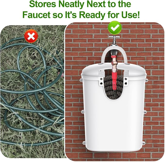 Riokko Garden Hose Holder Bucket, Hose Storage, Water Hose Storage - Image 4