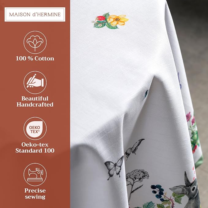Maison d' Hermine Table Cloth Round Table 100% Cotton 63 Inches Tablecloth - Image 2