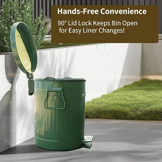 MRBIN Dog Poop Trash Can with Lid, 13L/3.4 Gal Round Pet Outdoor Waste Basket - Image 4