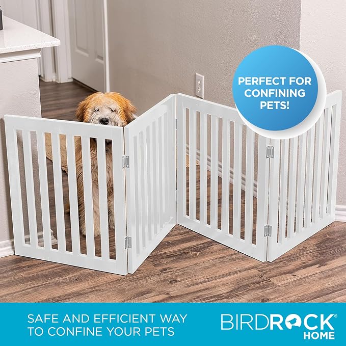 INTERNET'S BEST Dog Gate Indoor Freestanding Pet Barrier, Folding Wood Dog Fence - Image 5