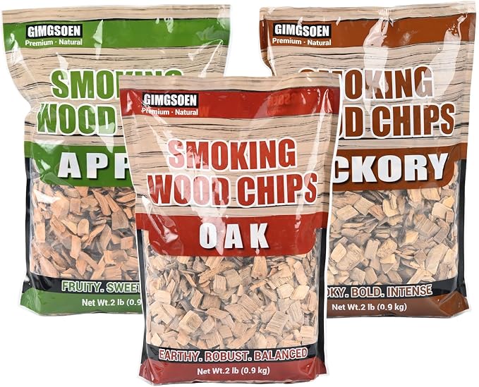 Smoking Wood Chips Variety Pack, 3 Flavors, 2 lbs × 3 — All-Natural BBQ Smoking by Gimgsoen