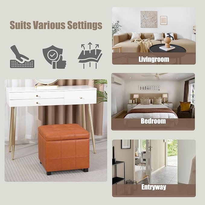 Homebeez Faux Leather Lift Top Storage Ottoman Bench - Image 6