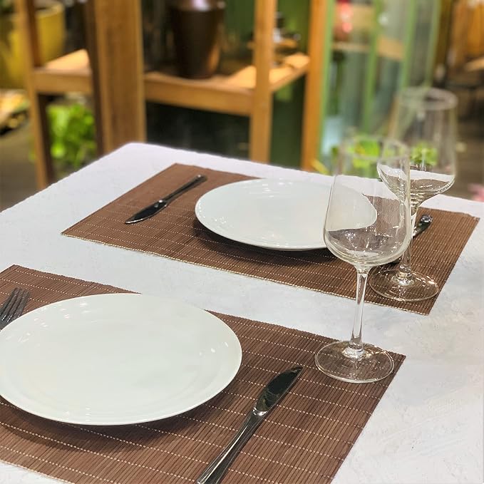 ANDSTAR Set of 4 Pcs Bamboo Placemats Natural Anti-Slip Bamboo Placemats - Image 6