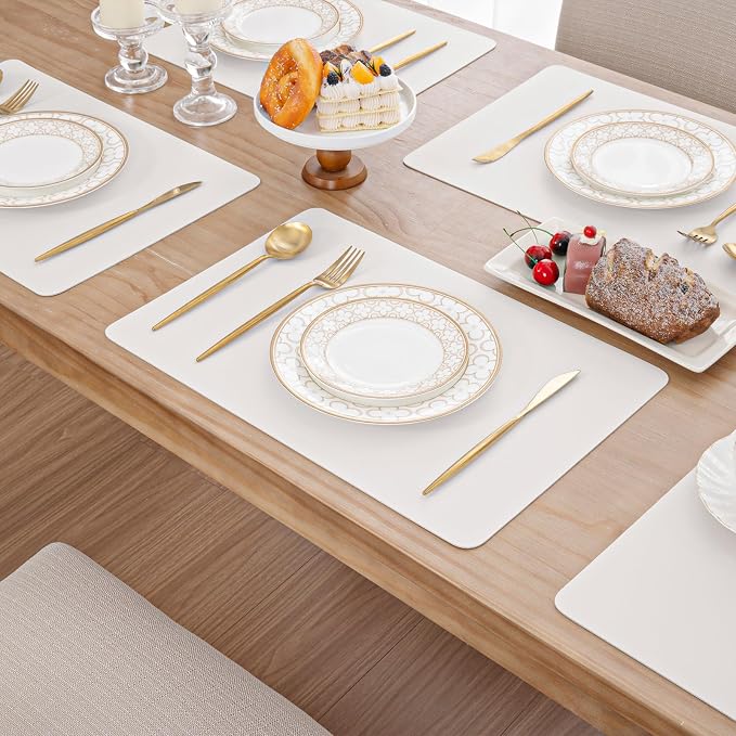 SHACOS Placemats Set of 6 Faux Leather Waterproof Wipeable PU Non-Slip Vinyl - Image 9