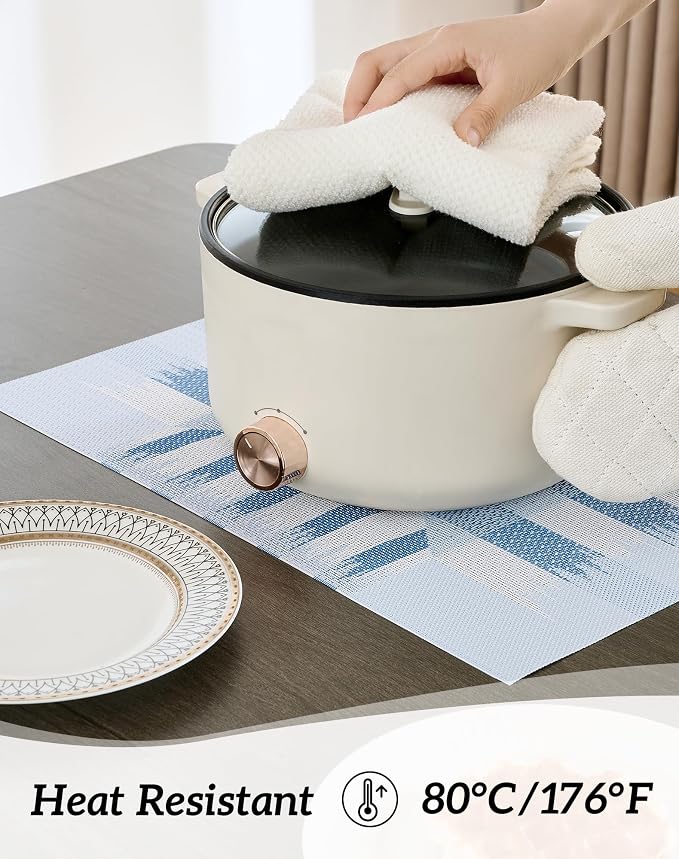 Leetaltree Geometric Print Blue Placemats Set of 4 - Image 5
