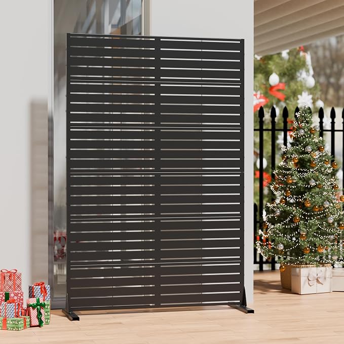 Casaphoria Metal Privacy Screen Outdoor, Louvered Black - Image 4