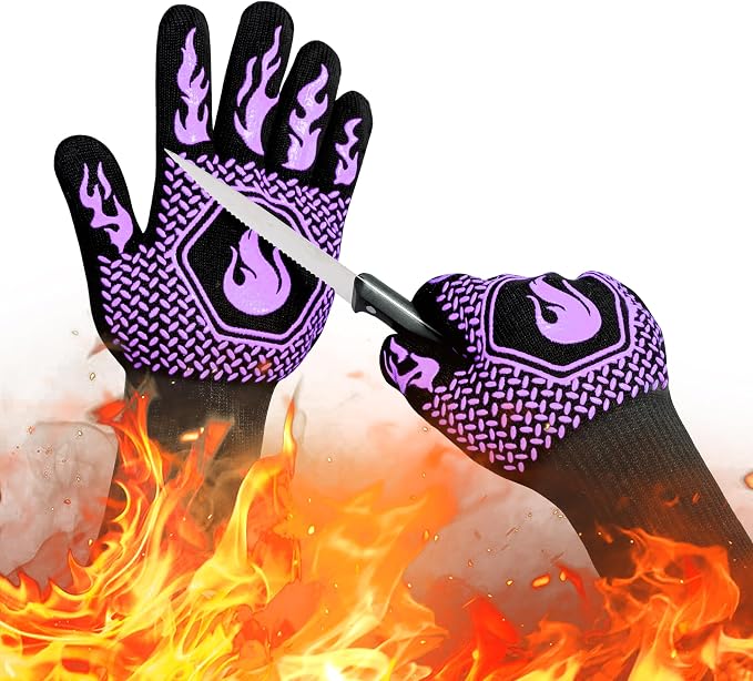 BBQ Fireproof Gloves, Grill Cut-Resistant Gloves 1472°F Heat Resistant Gloves by DKHDBD