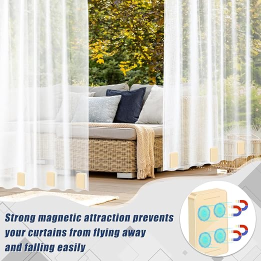 32 Pcs Outdoor Curtain Weights, 16 Pairs Upgrade to Heavier Magnetic Drapery - Image 5