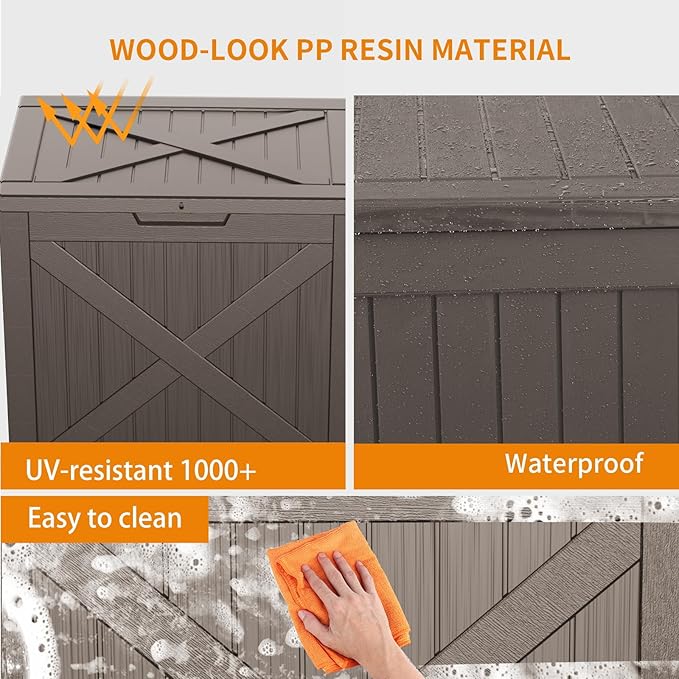 EasyUp 32 Gallon Outdoor Deck Box Waterproof, UV Resistant Resin Outdoor - Image 4