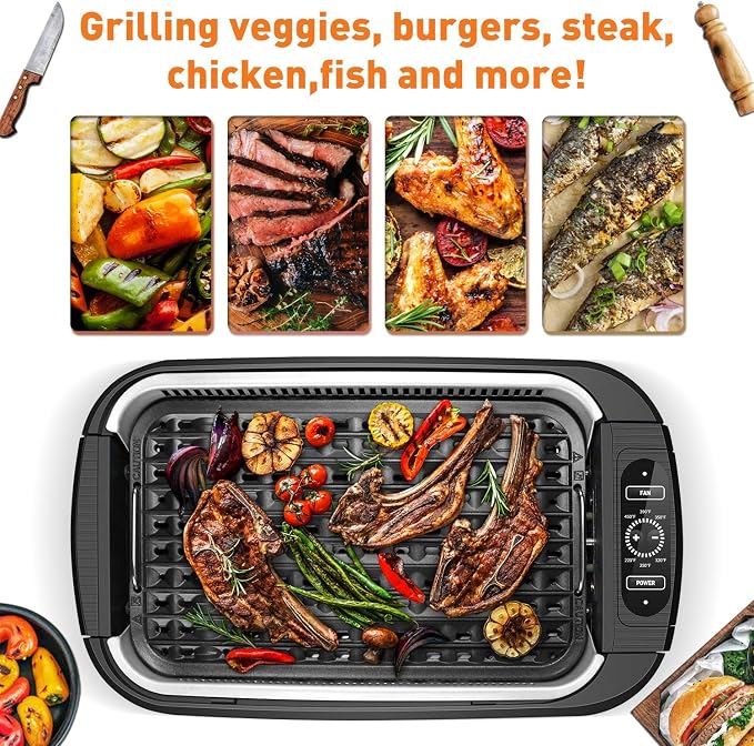 Indoor Grill, Techwood 1500W Smokeless Electric Grill - Image 7