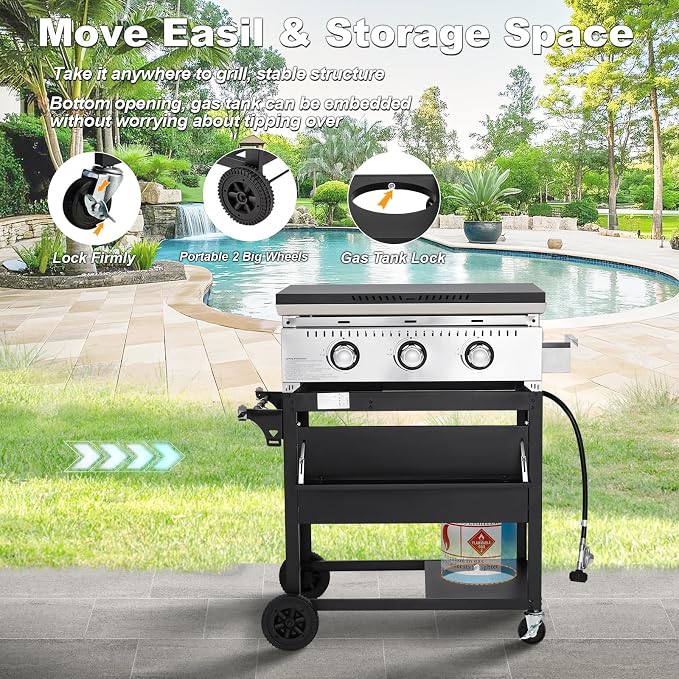 MELLCOM 3 Burner 30000 BTU Outdoor Gas Griddle - Image 2