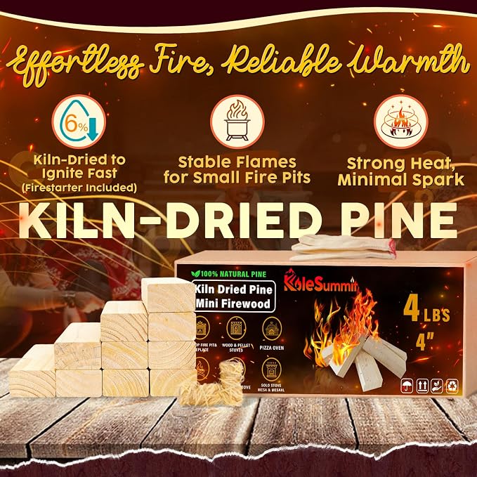 Mini Fire Stick with Fire Starters Gloves 4" Kiln Dried Pine Small Barkless - Image 2
