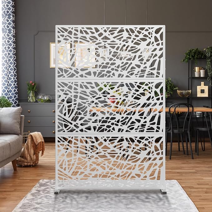Metal Privacy Screen Outdoor 72" H×47" W, Freestanding Decorative Privacy Screen - Image 6