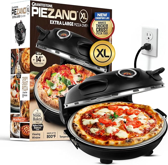 PIEZANO XL 14 Inch Extra Large Crispy Crust Pizza Oven – Family Sized Electric by PIEZANO