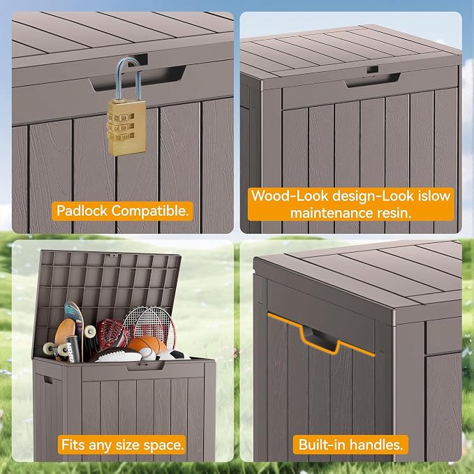 31 Gallon Outdoor Storage Deck Box Waterproof, Garden Tool, Backyard Cushion - Image 5