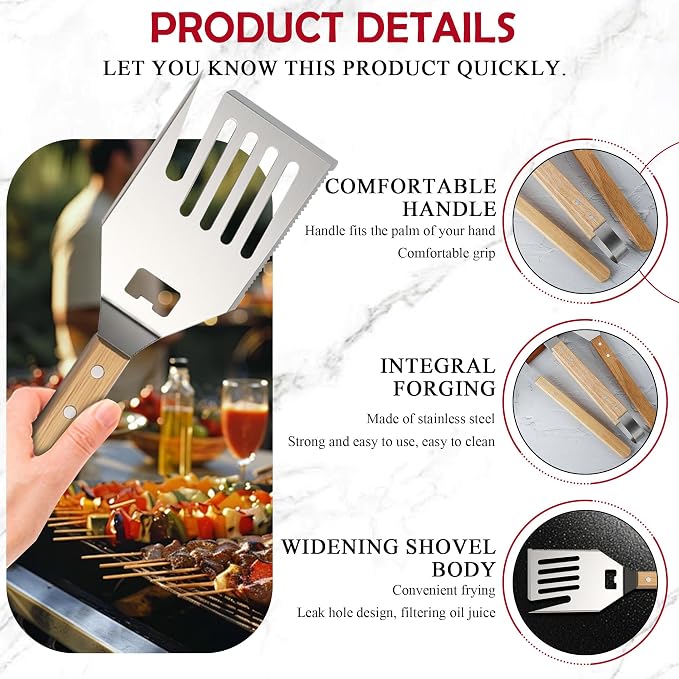 Heavy-Duty Grill Accessories BBQ Tool Sets Multi Functional Spatula - Image 2