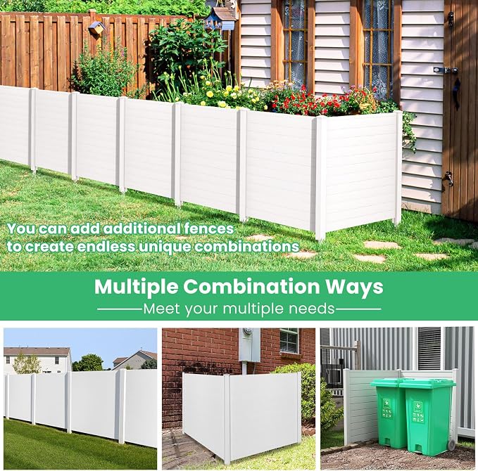Giantex Outdoor Privacy Screen 2 Panels, Easy Assembly, PVC Vinyl Picket Fences - Image 2