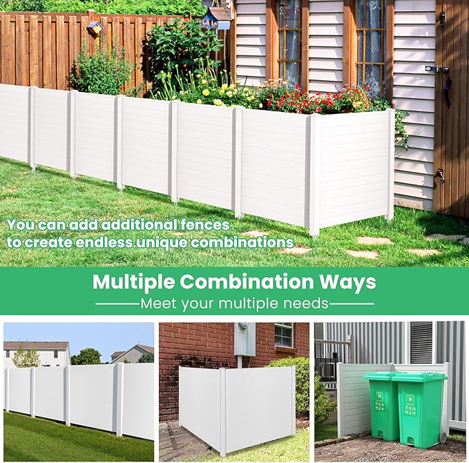 Giantex Outdoor Privacy Screen 4 Panels, Easy Assembly, PVC Vinyl Picket Fences - Image 4
