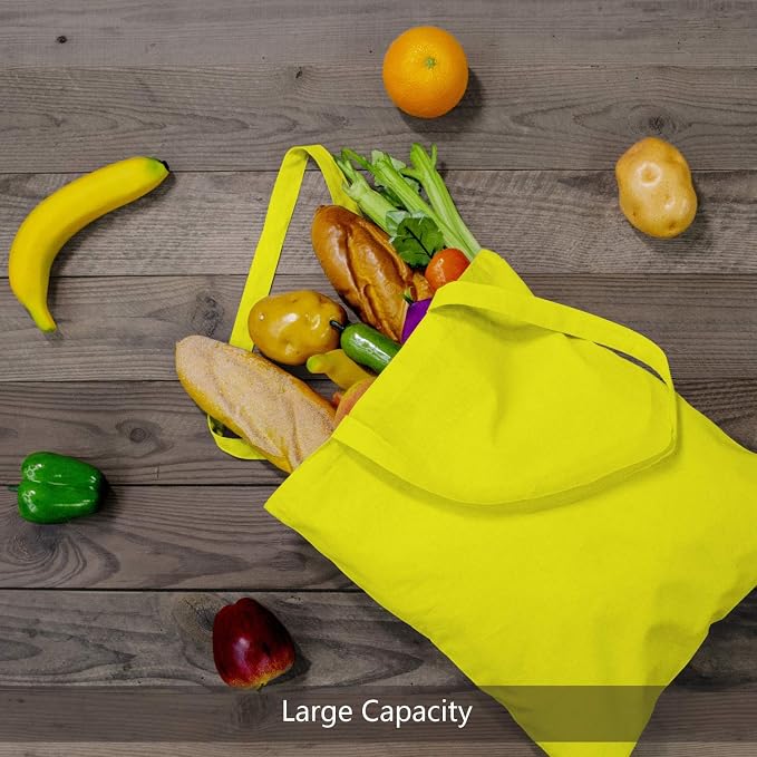 TOPDesign 24-Pack Economical 16"x15" Yellow Cotton Tote Bag, Lightweight Medium - Image 4