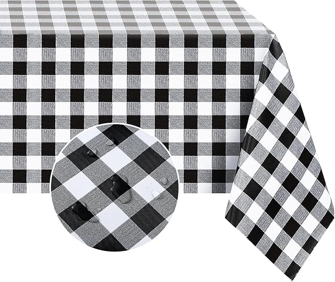 Romanstile Rectangle Vinyl Tablecloth, 100% Waterproof Buffalo Gingham Plastic by Romanstile