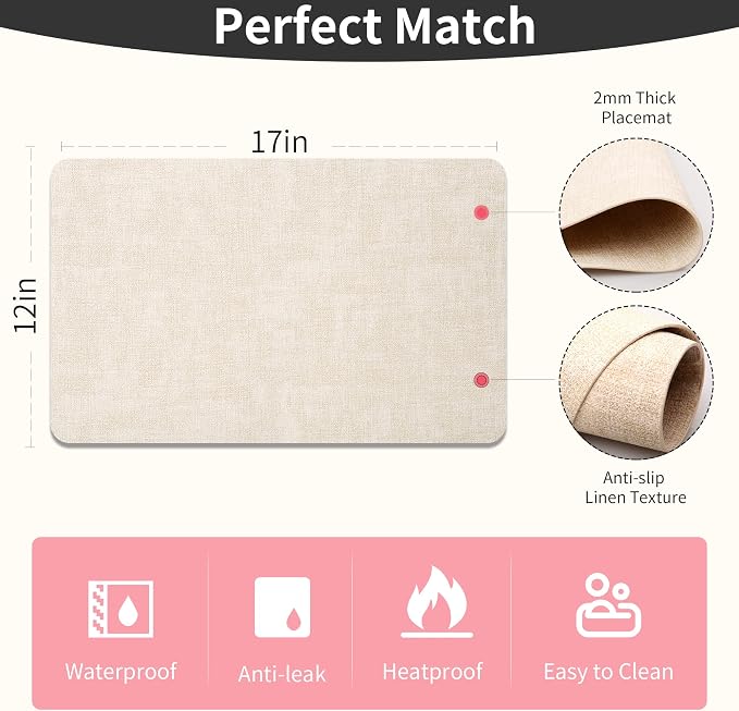 Maxpearl Faux Leather Placemats Set of 6 - Image 8