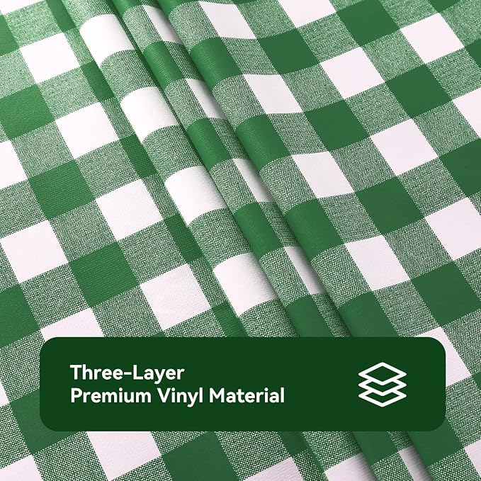 Romanstile Rectangle Vinyl Tablecloth, 100% Waterproof Buffalo Gingham Plastic - Image 6