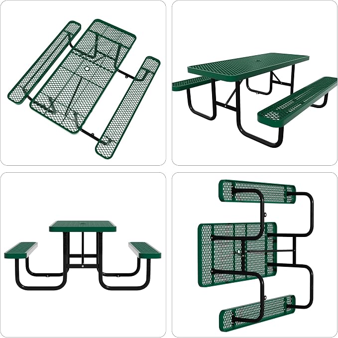 72'' Rectangular Steel Picnic Table - Image 3