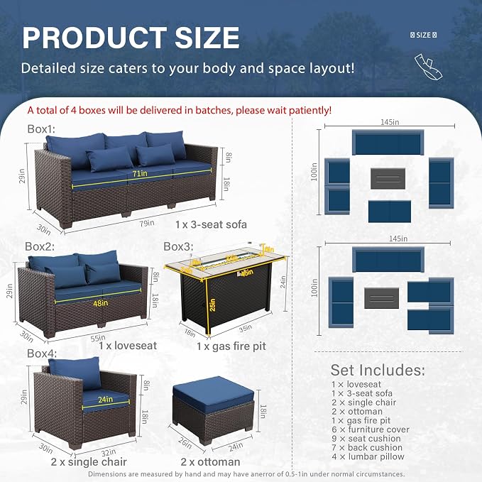 7 PCS Patio Furniture Set Outdoor Patio Furniture - Image 5