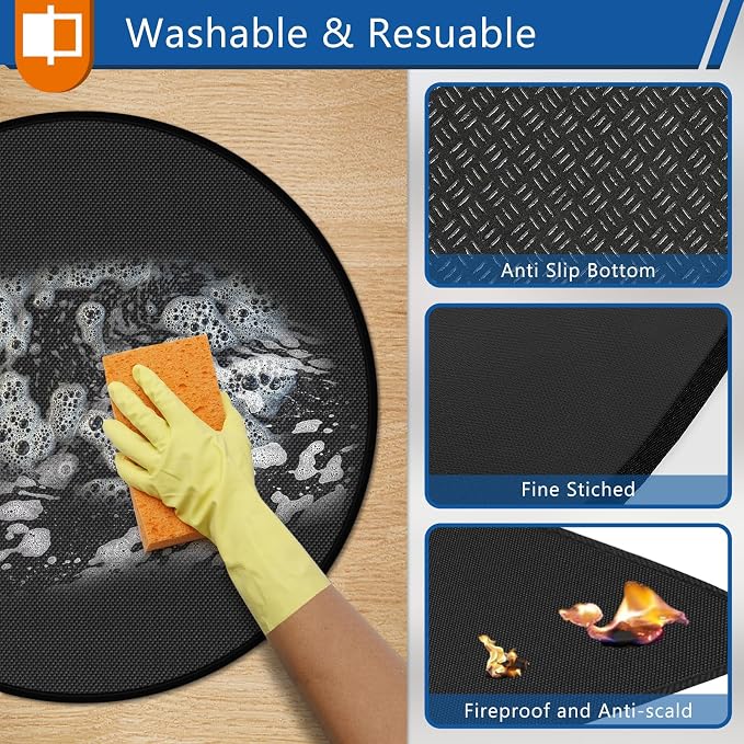 Round Under Grill Mat for Outdoor Grill, 48 Inch Anti-Slip BBQ Floor Mats - Image 5