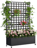 Metal Planter Box with Trellis Privacy Screen, Raised Garden Bed with Dots by Sunnibety