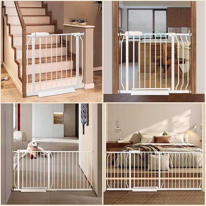 Baby Gate for Stairs No Drill 33.86-38.58 Inch, Pressure Mounted Metal Child - Image 6