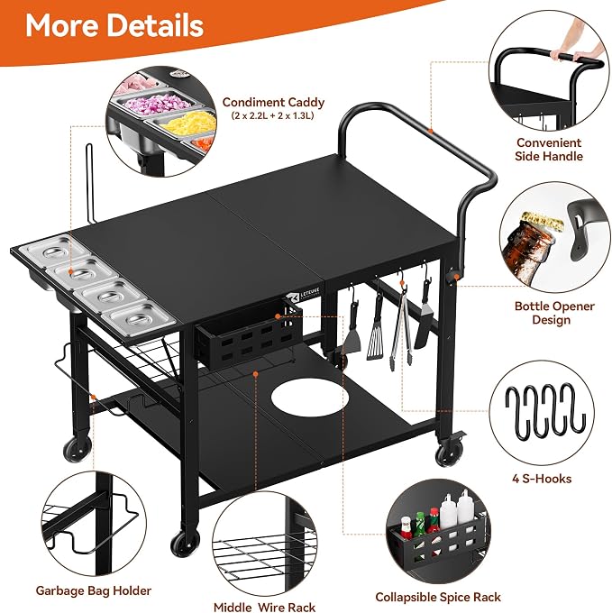 Leteuke Pizza Oven Table, Grill Cart Table - Image 5