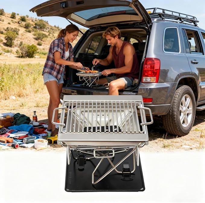 Portable Grill | Stainless Steel Folding Cooking Accessories | Small Charcoal - Image 3