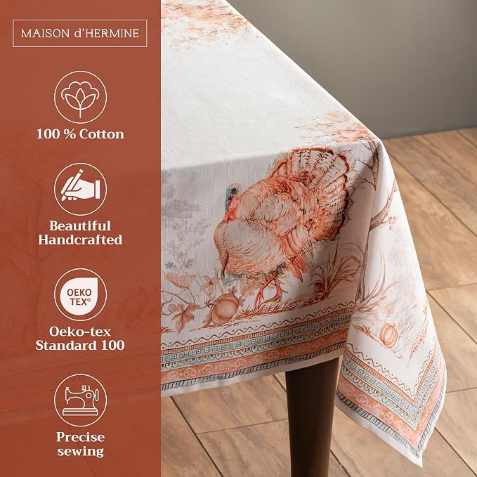 Maison d' Hermine Table Cloth Rectangle Table 100% Cotton 70 x 108 Inches Fall - Image 2