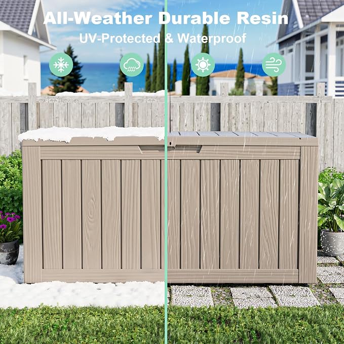 75 Gallon Waterproof Resin Deck Box, UV Resistant Outdoor Storage - Image 6