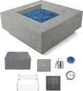 Elementi+ | Bundle Victoria Gas Fire Pit Cast Concrete 40" Square Fire Table by AMSFireplaceInc