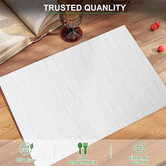 BETEAM Placemats Set of 8, Woven Vinyl Placemat - Image 2