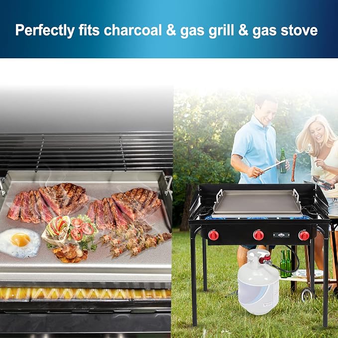 Uniflasy Cast Iron Griddle for Gas Grill Flat Top Griddle Insert for Outdoor - Image 2