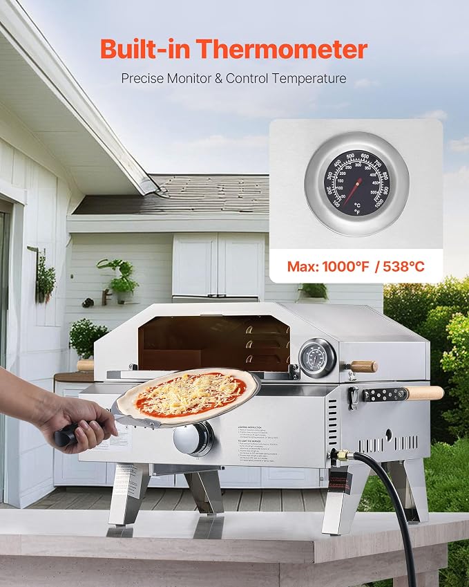 VEVOR 2 IN 1 Outdoor Pizza Oven, 13 in Propane Pizza Oven & Grill, 000 BTU - Image 5