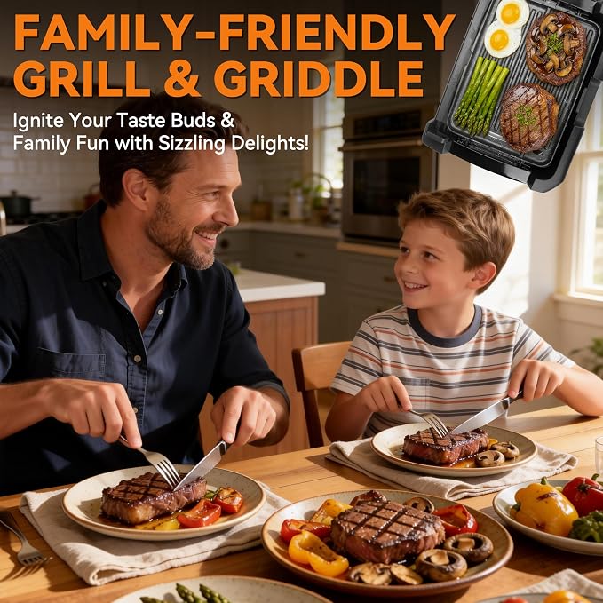 Baker’s Friend Indoor Searing Grill & Griddle, Electric Griddle - Image 7